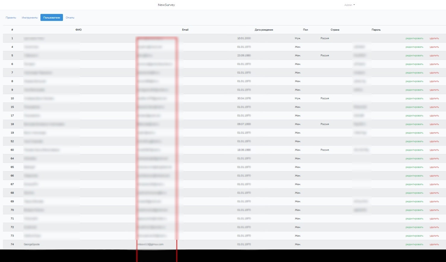 кабинет администратора опроса